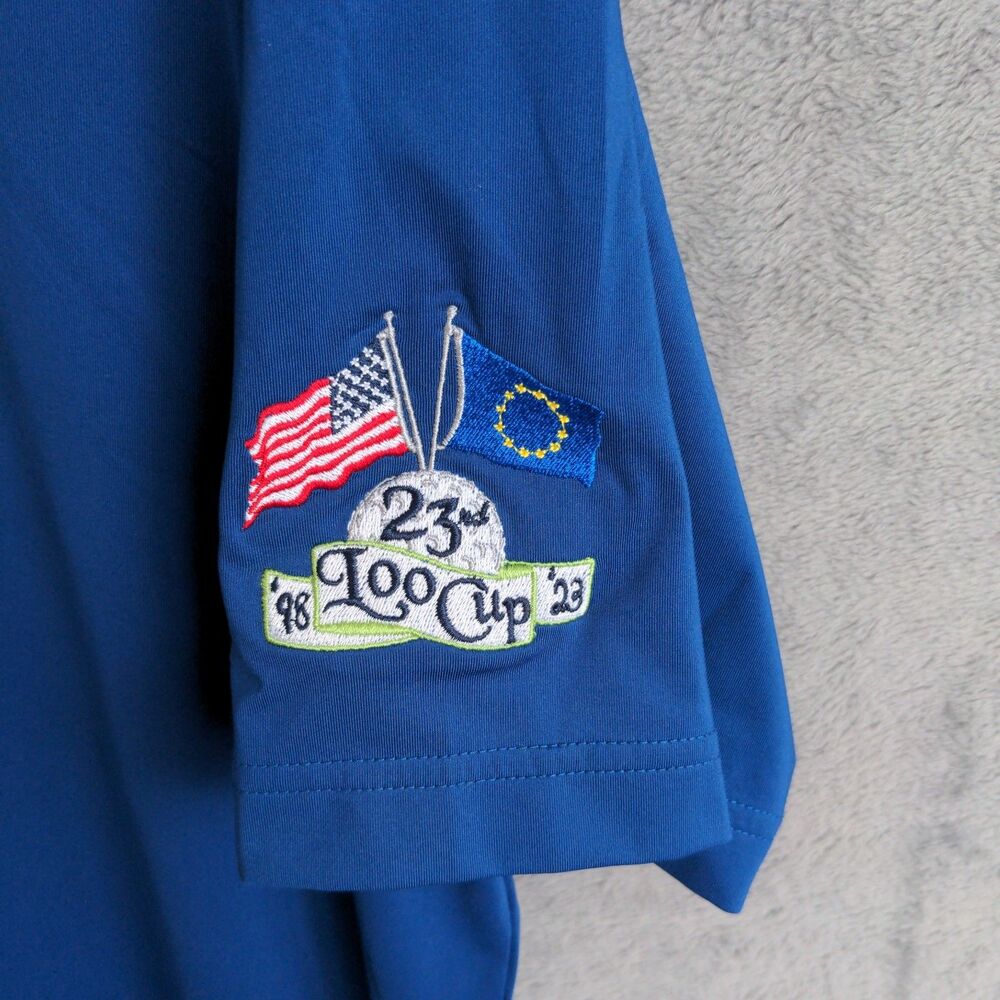 FootJoy FJ Golf Polo Shirt Mens L Blue Camo Loo Cup Team USA Stretch Performance - Picture 5 of 9
